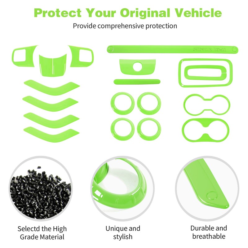 CheroCar 18PCS Interior Trim Kit for Jeep Wrangler JK JKU