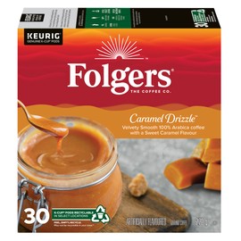 Folgers Caramel Drizzle Flavoured Coffee, Single-Serve K-Cup Pods For Keurig Coffee Makers, 30 Count (Pack of 1)
