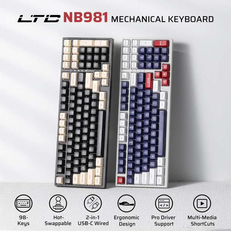 LTC NB981 Nimbleback 98 Keys Wired Mechanical Keyboard, 96% Gaming