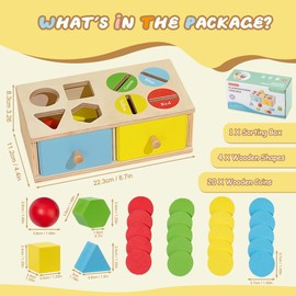 Biottro Montessori Toys for 3 4 5 Year Old - Shape Sorter Matching Color Sorting Recognization Sensory Toys for Toddlers Boy Girl Education Preschool Fine Motor Skills Box Gift