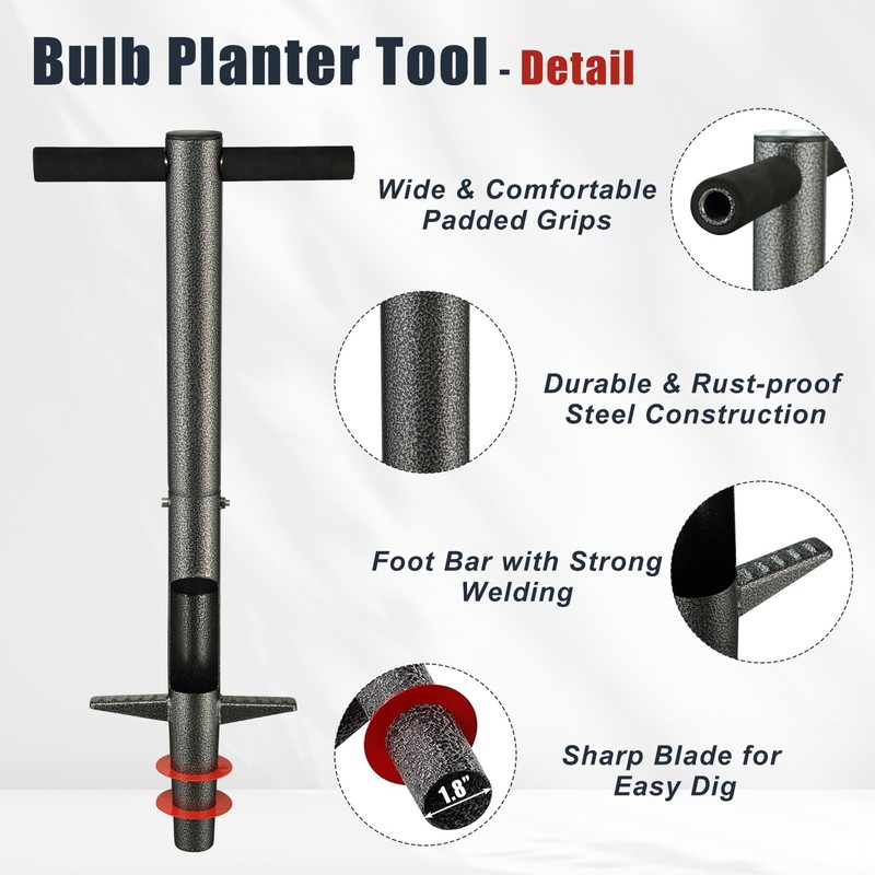 Bulb Planter Tool, 33.5 inch Long Handle Garden Sod Plugger