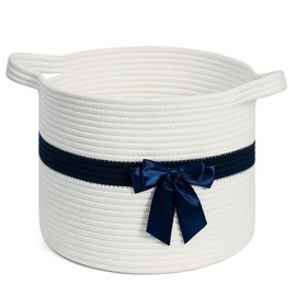 Gift Basket Empty to Fill, White Storage Basket, Diapers, Small Cute Basket for Organizing, Decorative Basket for Nursery, Woven Basket for Shelves, 12 x 12 x 10 inches - Color: white