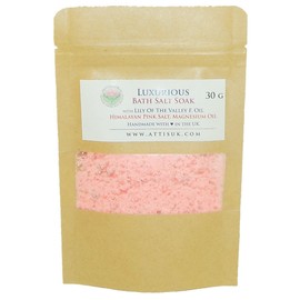 ATTIS Luxurious Bath Salt Soak with Lily of the Valley F. Oil, Pink Himalayan Salt, Magnesium Oils, Kaolin Clay | Vegan | Hand made | Relaxing | Refreshing | Calming | Rejuvenating | (30g)