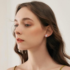 HARMONY BOLA Sterling Silver Cat Earrings Moonstone Cute Cat Stud Earrings Christmas Birthday Jewelry Gifts for Women Girls