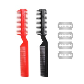 2 Stück Kaputte Haarkämme, Kunststoffkämme, Haarschneidewerkzeuge, Haarschneidekämme, Haarstyling-Zubehör (Rot, Schwarz)