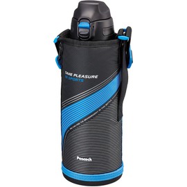 The-peacock AJC-F101A Peacock Water Bottle, Kids, 33.8 fl oz (1,000 ml), Cold Insulation, One-touch, Direct Drinking, For Kids, With Pouch, 33.8 fl oz (1 L), Blue