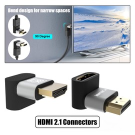 VCELINK 8K HDMI Male to Female Adapter, HDMI Right Angle Connector, HDMI 90 Degree Adapters, HDMI 2.1 Support 8K@60Hz, 4K@120Hz HDR, Dolby, eARC, 3D, for TV, Laptop, Monitor, DVR Player, Gaming PC