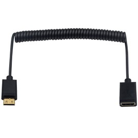 Duttek Mini HDMI to HDMI Cable, HDMI to Mini HDMI Coiled Cable, Mini HDMI Male to HDMI Female Adapter Cable, Support 1080P Full HD, 3D for Camera, Camcorder, Laptop, Projector etc 6ft