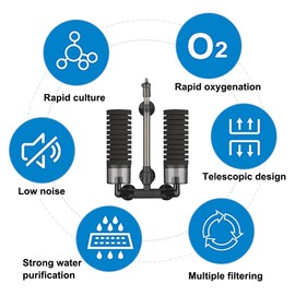 MiOYOOW Sponge Filter, Retractable Aquarium Filter Single/Double Sponge Submersible Foam Filter for Aquarium