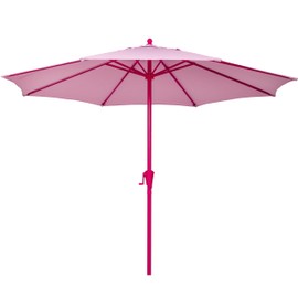 Sunnyglade 9FT Outdoor Patio Umbrella, Market Table Umbrella with 8 Sturdy Ribs and Crank System, Fade-resistant & Waterproof for Garden Backyard Poolside Deck (Pink, 9FT)
