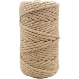 Cuerda de yute natural de primera calidad: 165 pies longitud y cordón trenzado 6 mm grosor para manualidades, jardinería, decoración del hogar y proyectos bricolaje