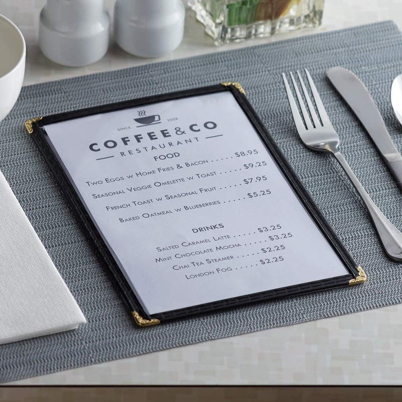 25 Pack of Menu Covers - Single Page, Fits 8.5