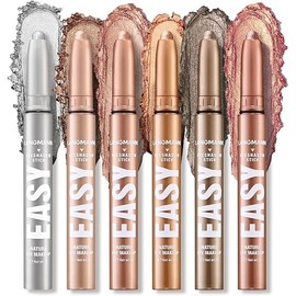 LANGMANNI Eyeshadow Stick, 6 PCS Waterproof Multi-Color Eyeshadow Pen Set, Creamy Long-Lasting Eye Makeup Kit, Natural & Shimmer Shades Contour Stick, Perfect Gifts For Women (#B)