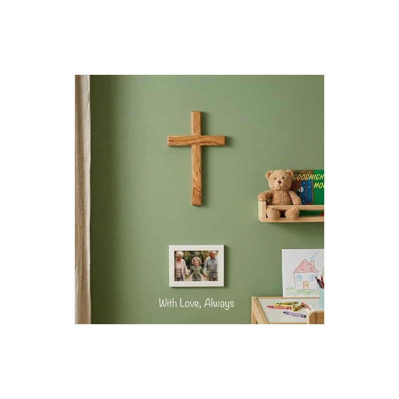Sterling Gifts Olive Wood Wall Cross, Catholic Wooden Hanging Crosses