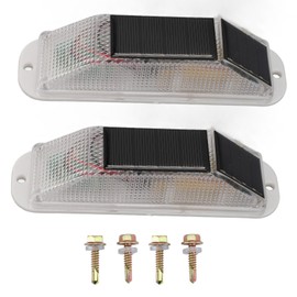 2pcs Solar Strobe Warning Light Waterproof Light Control High Bright LED Cordless Solar Flashing Safety Light for Traffic Barricades Night Driving White