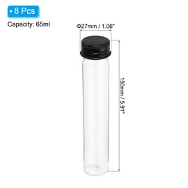 PATIKIL 65ml Plastic Test Tubes with Screw Caps, Set of 8, Scientific Party Decoration, Candy, Beads, Bath Solutions, Storage, Black