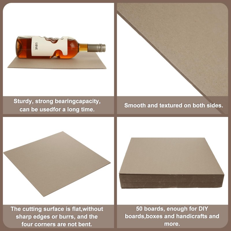 DAJAVE 50 Pack Book Board 12 x12 Inch, Thick Grey