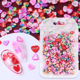 Valentine's Day Nail Art Slices Colorful Love Heart Designs Romantic Valentines Day Nail Art Charms 3D Mini Cute Slices Charms for Acrylic Nails DIY Nail and Cellphone Decorations Accessories 1 Bag