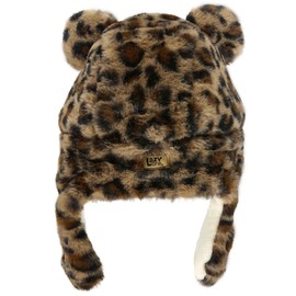 LazyOne Critter Cap Hat for Kids, Fun, Cold-Weather, Animal Hats, Cute, Warm, Winter, Cozy, Ear covers (Leopard, LARGE)