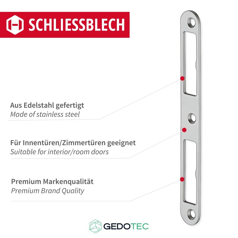 Gedotec Strike Plate Stainless Steel | 1 Piece Inlet Strike