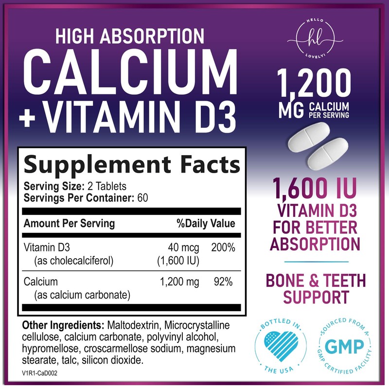 Calcium Supplement 1200 mg - with Vitamin D3 for Best