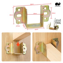 LIKERAINY Centre Support Bed Hinge Rail Brackets Timber Joist Hanger Width 40 mm Suspension Connecting Fittings Hooks Fastener for Bed Frame Metal 8 pcs