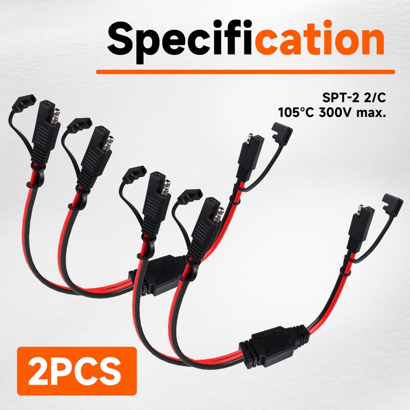 12 Inch 14AWG SAE Y Splitter 14 AWG 14 Gauge