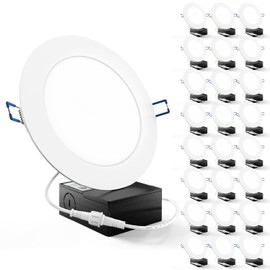 Sunco 24 Pack Recessed Lighting 6 Inch LED, Canless Ceiling Lights Slim with Junction Box, 850 LM, 14W (100W Equivalent), 6000K Daylight Deluxe, Dimmable, Wafer Thin, 50000 Lifetime Hours ETL.