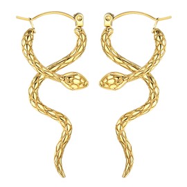 Chriscoco G23 Titanium Snake Earrings for Women Girls Punk Snake Earrings Hanging Gothic Snake Drop Earrings, Titanium, No gemstone