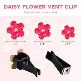 Sylvil 6PCS Daisy Flower Car Air Vent Clips, Cute Flower Shape Auto Air Freshener Outlet Clip, Vehicle Air Conditioning Clip Charm for Women Girls, Interior Decor Car Accessories (Rose Red)