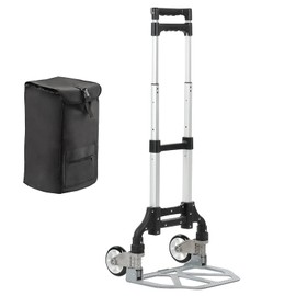 Fihuted Aluminum Dolly Cart, Folding Hand Truck Dolly w/Detachable Waterproof Bag, Hand Cart with Wheels, Telescoping Handle, Light Weight, Higher & More Convenient