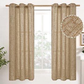 YoungsTex Natural Linen Curtains 63 Inches Long Window Curtains for Bedroom Grommet Top Light Filtering Privacy Linen Textured Semi Sheer Drapes, 2 Panels, 42x63 Inch, Taupe