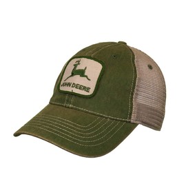 John Deere Men's Adjustable Olive and Ivory Hat with Patch