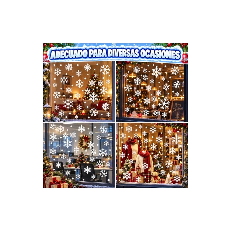 116PCS Adornos Navideños para Ventanas, Navideñas Copos de Nieve