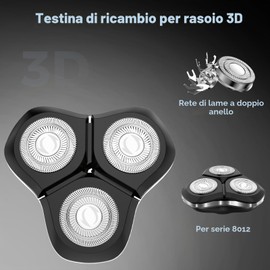 Testine per rasoio elettrico 3D - Testine di ricambio magnetiche per serie 8012, lame di ricambio resistenti - Accessori da barba