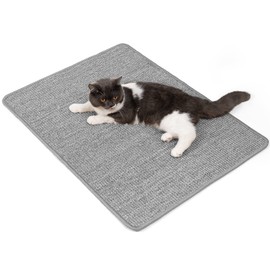 Conlun Cat Scratcher Mat,Natural Sisal Cat Scratch Pad with Hook&Loop Tapes,Horizontal Floor Cat Scratching Pads Rug for Indoor Cats,Cat Furniture Protector for Couch&Carpets&Sofas(L,60X80 cm)