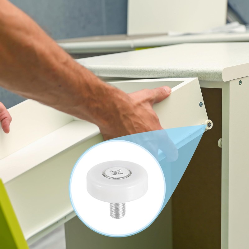 sourcing map 6 Pack Drawer Rollers, 22mm Plastic Drawer Pulley