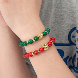 Softones Owl Gifts Owl Bracelets Healing Crystals Bracelet for Women Men Spiritual Energy Beaded Bracelet Set Gifts