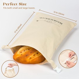Beeswax Bread Bags for Homemade Bread – 2-Pack Organic Cotton Bags for Sourdough, Baguettes & Artisan Loaves – Plastic-Free, Freezer-Safe, Zero Waste, Reusable