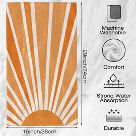 SAYOUZ Abstract Bohemian Orange Sunset Geometric 2 Pack Hand Towels for Bathroom, Highly Absorbent Soft Hanging Kitchen Dish Towel Spa Gym Towels for Home Decor & Gift Idea,14"X28"