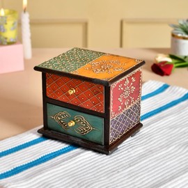 BOONTOON Wooden Jewellery Box with 2 Drawers for Women Luxury Trinket Keepsake Organizer Vintage Decorative Chest Watch Storage Box for Watches Earrings Necklaces Rings Ladies Mother's Day Gift