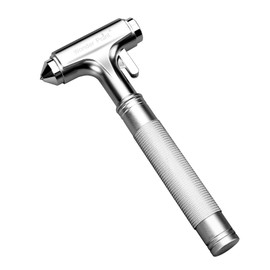 WONDER POINT Premium Car Glass Breaker with Seat Belt Cutter - Automotive Safety Hammer - Emergecy Escape Tool, Car Autoaccessory Metal Window Hammer(Silver 2 Pack)