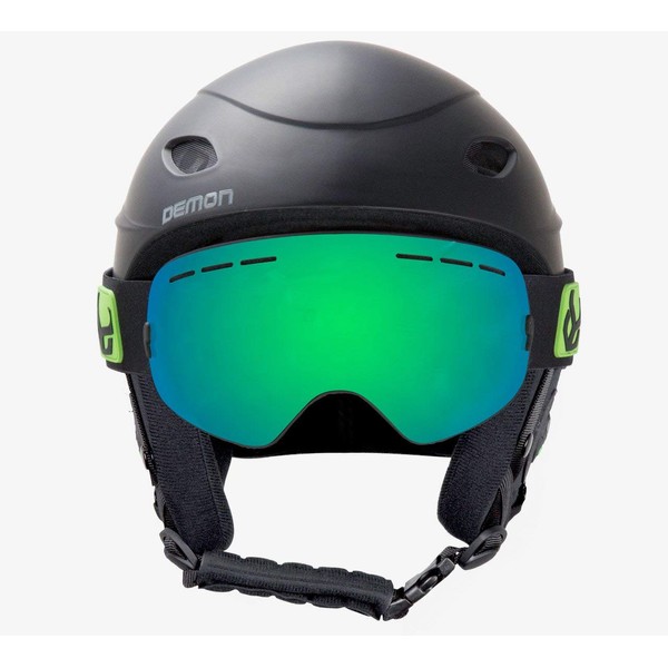 DEMON UNITED Phantom Helmet with Audio and Snow Supra Goggle (Black, Medium)