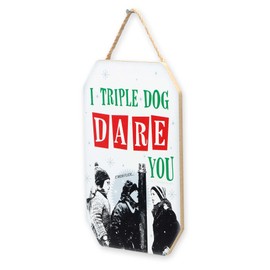 A Christmas Story I Triple Dog Dare You Hanging Wood Wall Decor - Funny Christmas Story Movie Sign