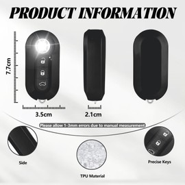 TOOMUME Key Case TPU Glossy Transparent Car Key Cover Fits Fiat 500 500L 500C Grande Punto Panda Brava Bravo Doblo Ducato Abarth Lancia Y Ypslon Delta Musa
