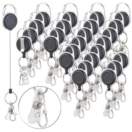 General Office Key Drawstring: Set of 25 Key and ID Card Yo-Yos Extra Strong Spring & Belt Clip (Key Ring with Drawstring, Key Finder), multicoloured, Unit size