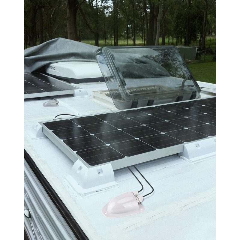 BougeRV White Solar Double Cable Entry Gland Box, RV roof