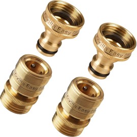 Gorilla Easy Connect Garden Hose Quick Connect Fittings ¾ Inch GHT Solid Brass Leak Proof to 200 PSI Heavy Duty