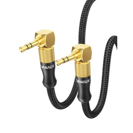 VANAUX AUX Cable, L-Shape 3.5mm Audio Cable, L-Shape to L-Shape Stereo Audio Cable for MP3 Player, Car Audio, Smartphone, Speaker, Headphones - Black (0.5M)