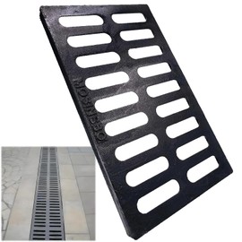 MOSINSBO Cast Iron Drain Grate 20x12 in, A-Class 3372 lbs Heavy-Duty Channel Cover, Outdoor Trench Drainage Grate, Black Rectangle Metal Sewer Cover for Foot Traffic (True 19.7x11.8)